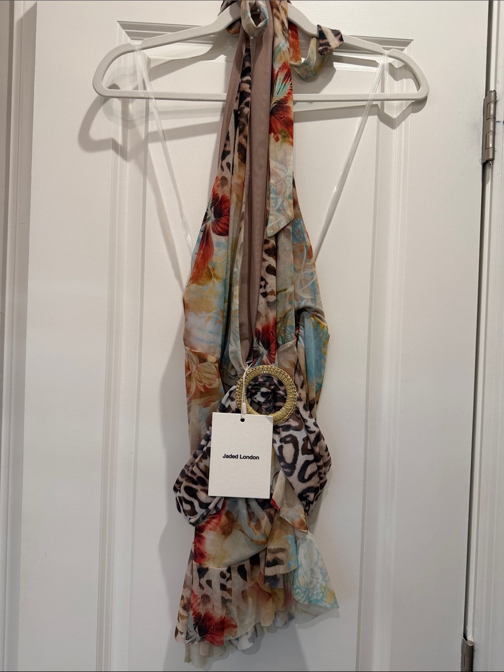 REVOLVE Multicolor Floral & Leopard Print Crossbody Scarf Bag